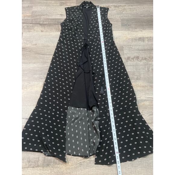 Veda 100% Silk Open Tie Front Duster Eye AOP Print Size Medium Goth Grunge Top - Picture 8 of 9